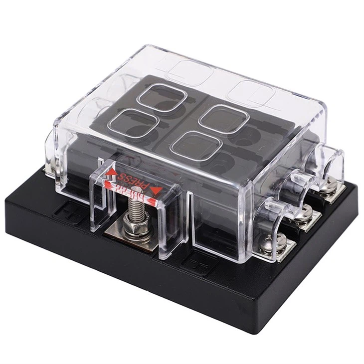 6-Way Modified ATC ATO Blade Fuse Holder Box Panel 32V With Plastic Cover For RV Marine Motorcycle Automotive